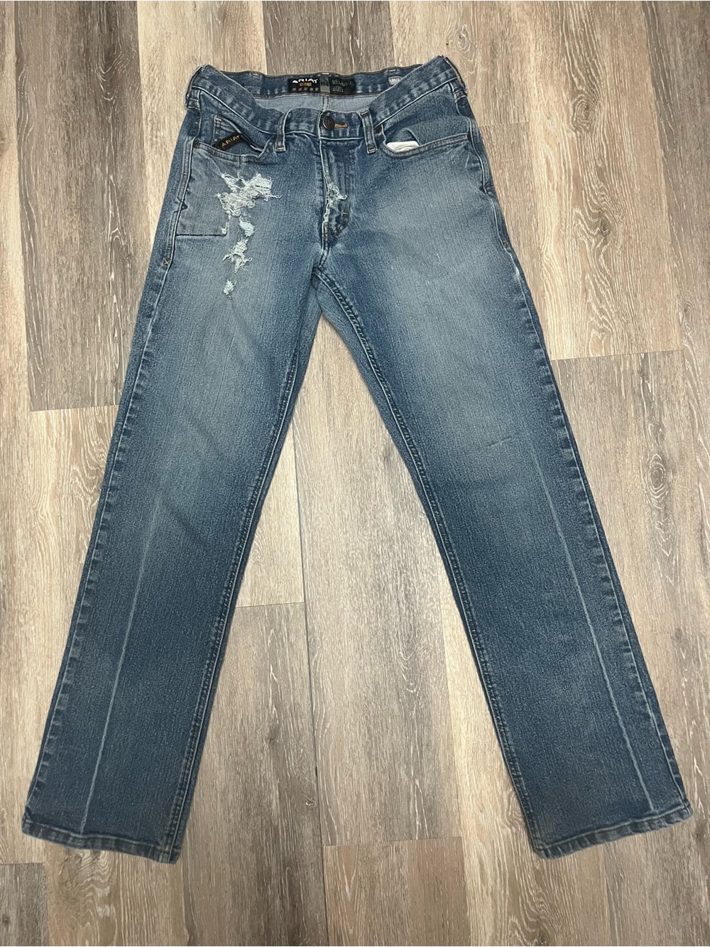 Ariat Men's Straight Fit Distressed Jeans - Blue